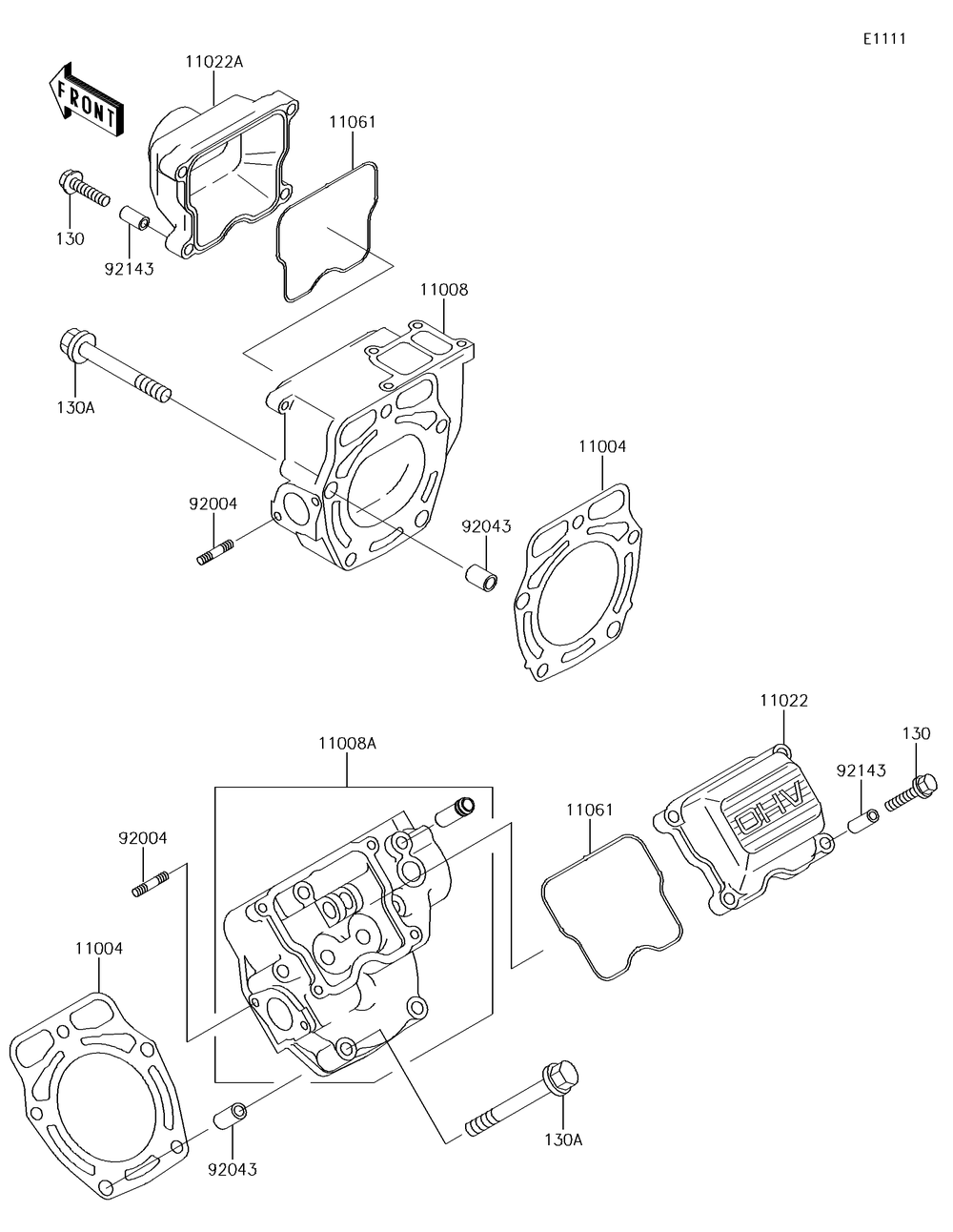 Cylinder Head Diagram and Parts List for KAF620MHF 2017 Kawasaki Lawn Tractor Accessories