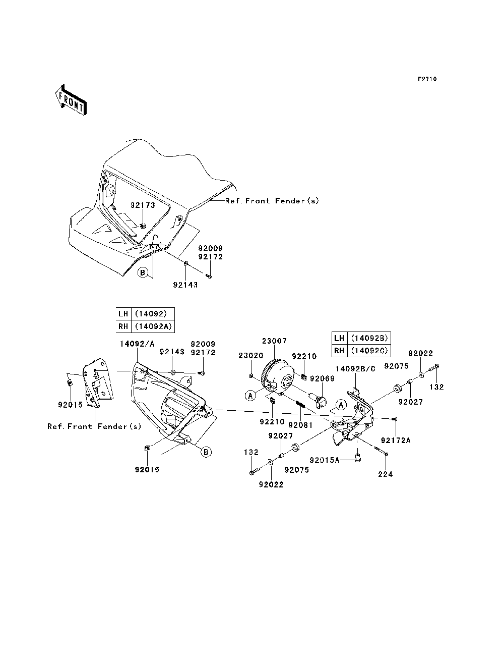 Headlight Diagram and Parts List for KRF750NCS 2012 Kawasaki Lawn Tractor Accessories