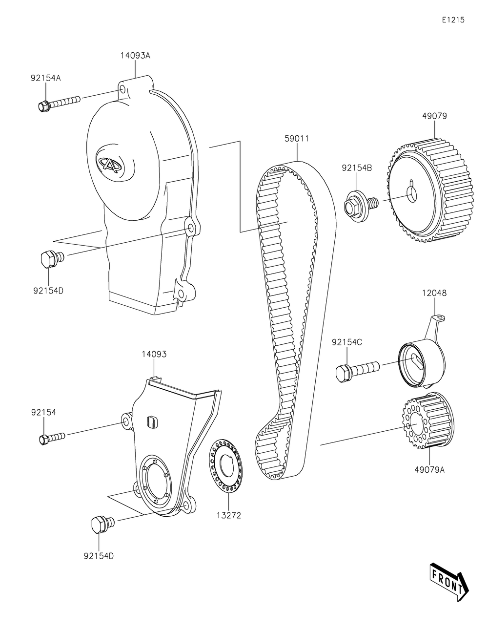 Timing Belt Diagram and Parts List for KAF820BMFNL 2021 Kawasaki Lawn Tractor Accessories