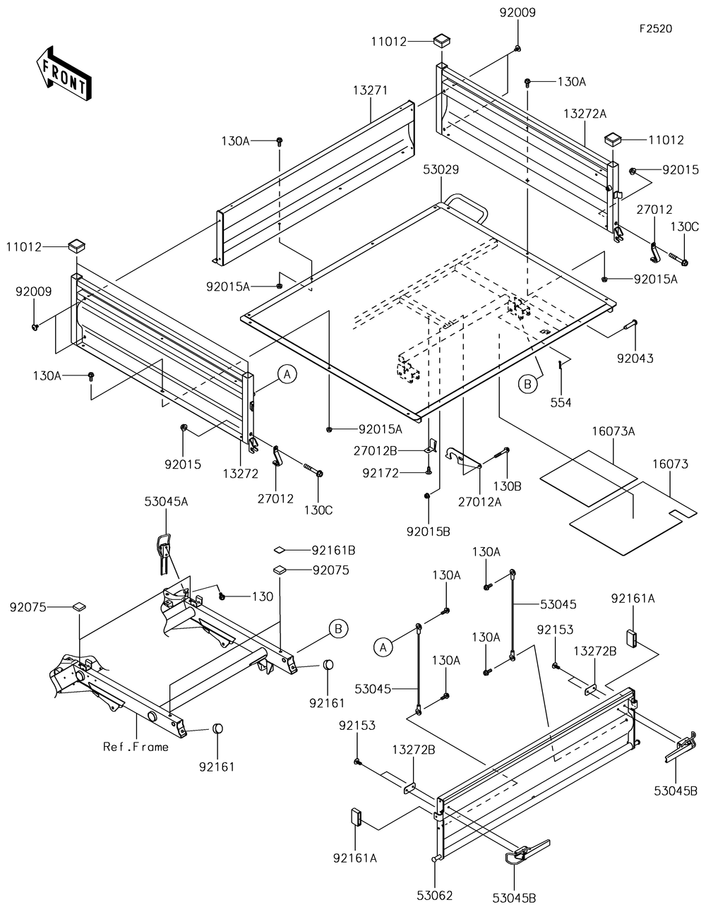 Carrier Diagram and Parts List for KAF400KJF 2018 Kawasaki Lawn Tractor Accessories