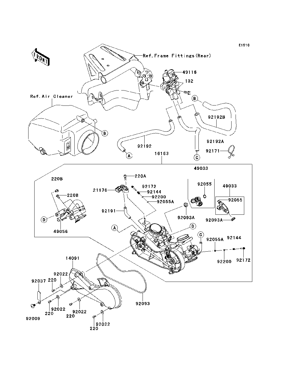 Throttle Diagram and Parts List for KRF750NDF 2013 Kawasaki Lawn Tractor Accessories