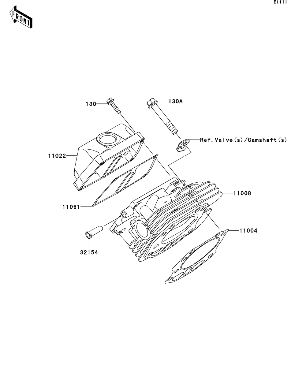 Cylinder Head Diagram and Parts List for KAF400BEF 2014 Kawasaki Lawn Tractor Accessories