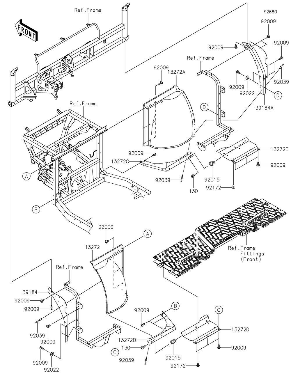 Guard Diagram and Parts List for KAF820DJF 2018 Kawasaki Lawn Tractor Accessories