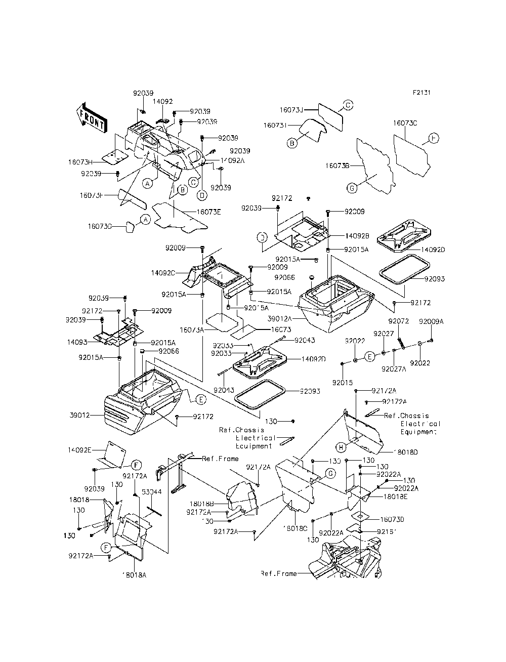 Frame Fittings-Rear Diagram and Parts List for KRF800DEF 2014 Kawasaki Lawn Tractor Accessories