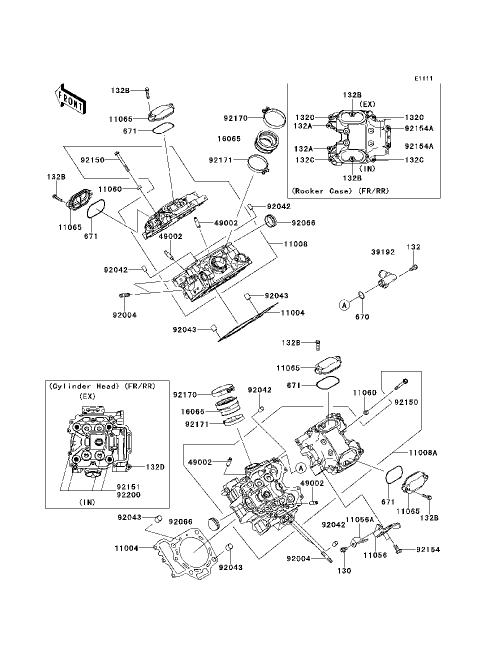 Cylinder Head Diagram and Parts List for KRT800BEF 2014 Kawasaki Lawn Tractor Accessories