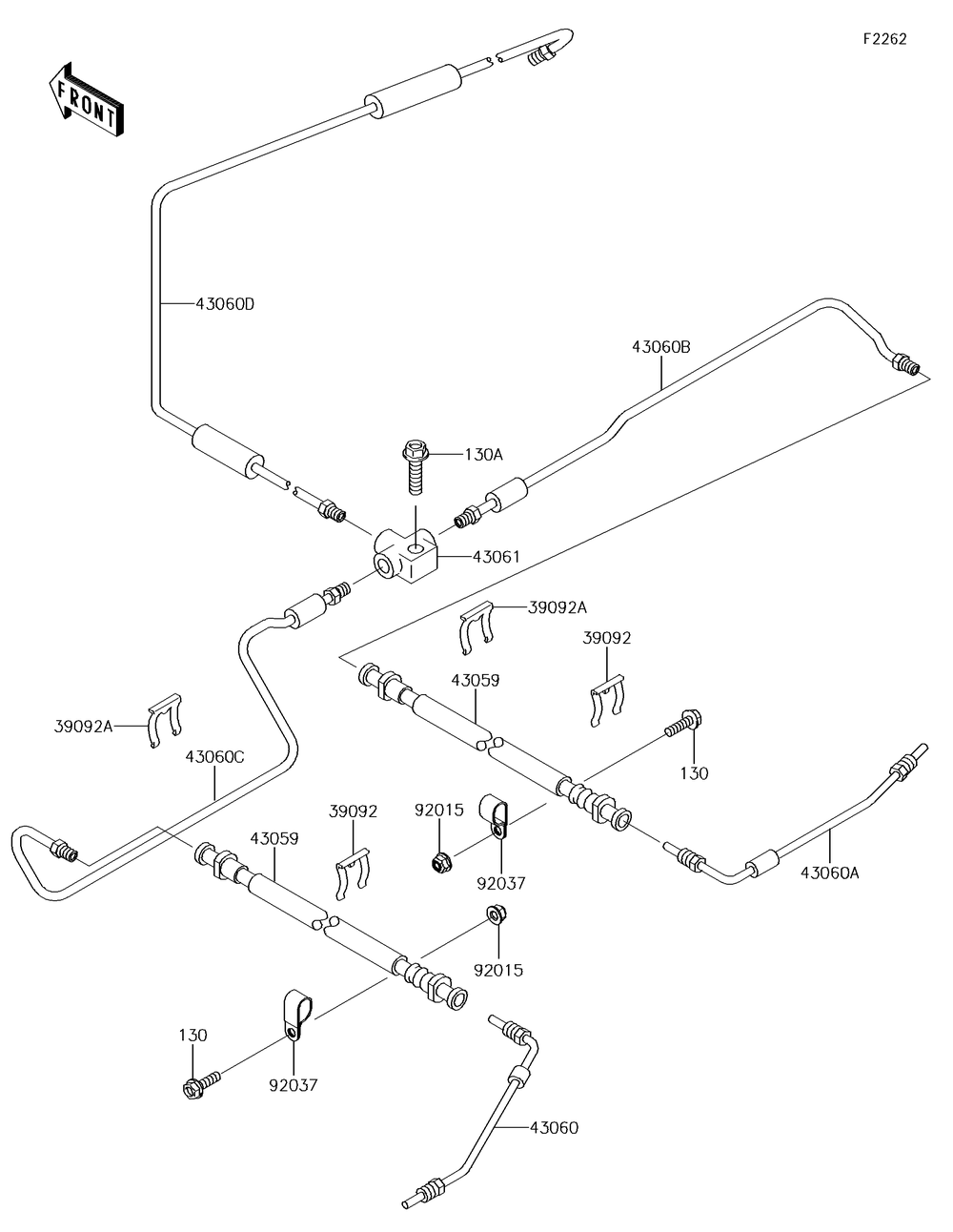 Brake Piping Diagram and Parts List for KAF620SGF 2016 Kawasaki Lawn Tractor Accessories