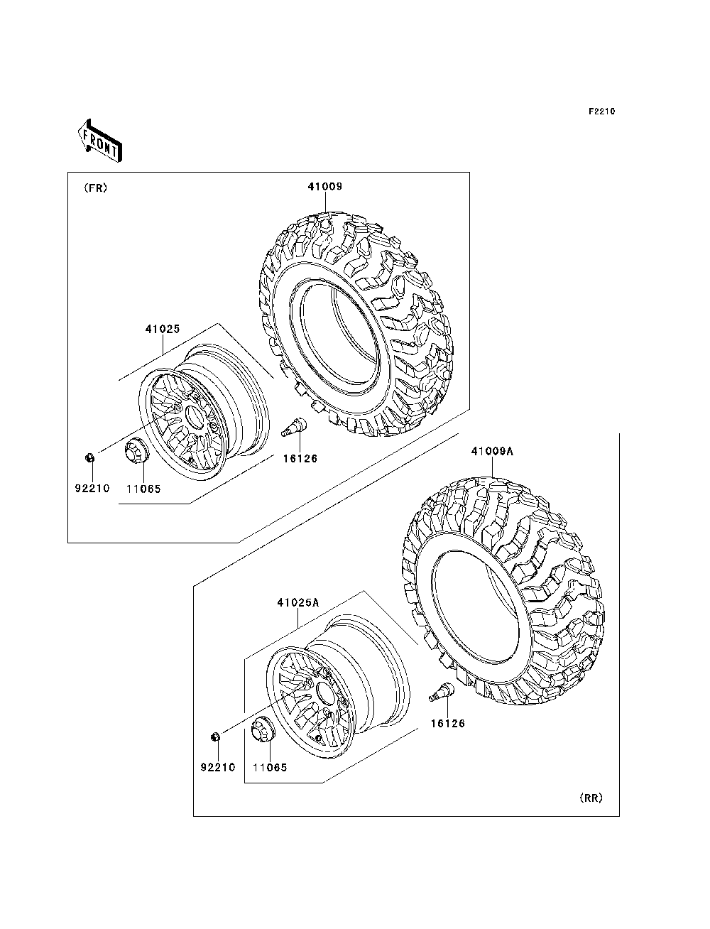 Wheels/Tires Diagram and Parts List for KRF750SCSA 2012 Kawasaki Lawn Tractor Accessories
