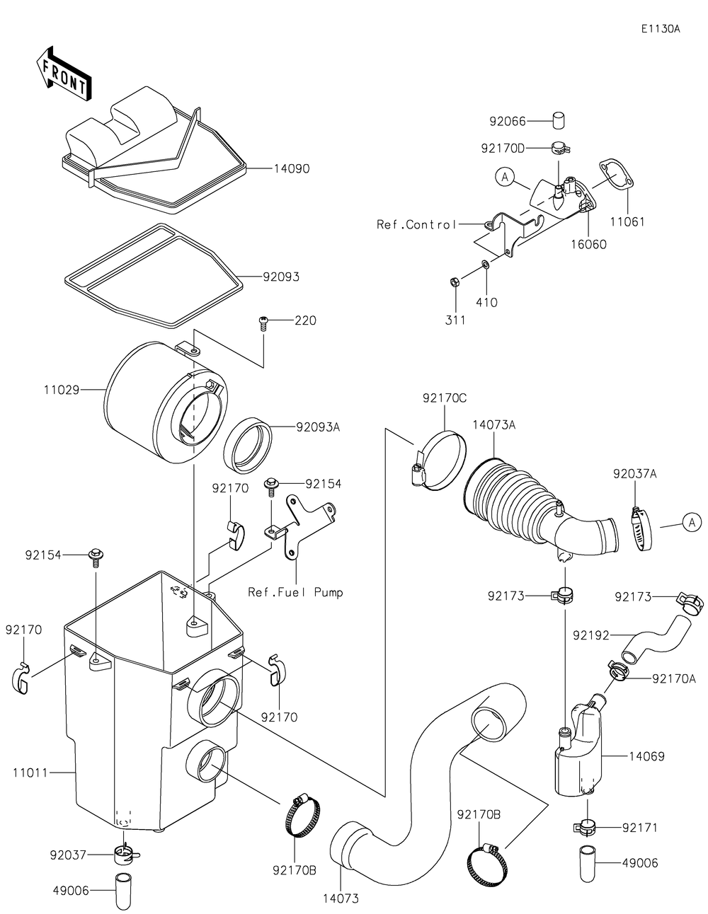 Air Cleaner Diagram and Parts List for KAF400HHF 2017 Kawasaki Lawn Tractor Accessories