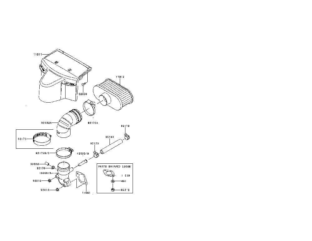 Air filter/muffler Diagram and Parts List for FR691V-AS08  Kawasaki Engine