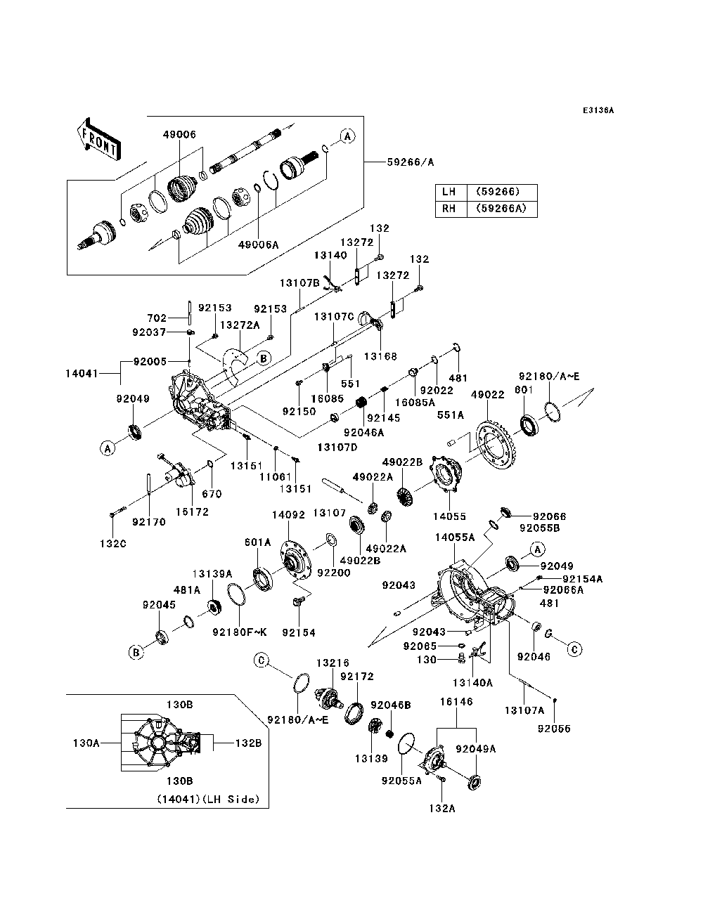 Drive Shaft-Fr 2 Diagram and Parts List for KRT800BEF 2014 Kawasaki Lawn Tractor Accessories