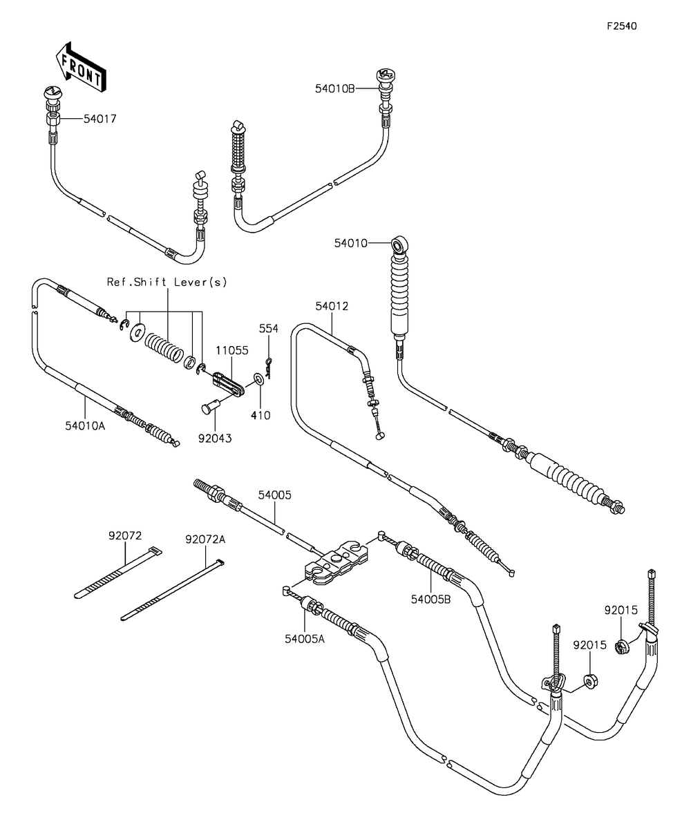 Cables Diagram and Parts List for KAF400BGF 2016 Kawasaki Lawn Tractor Accessories