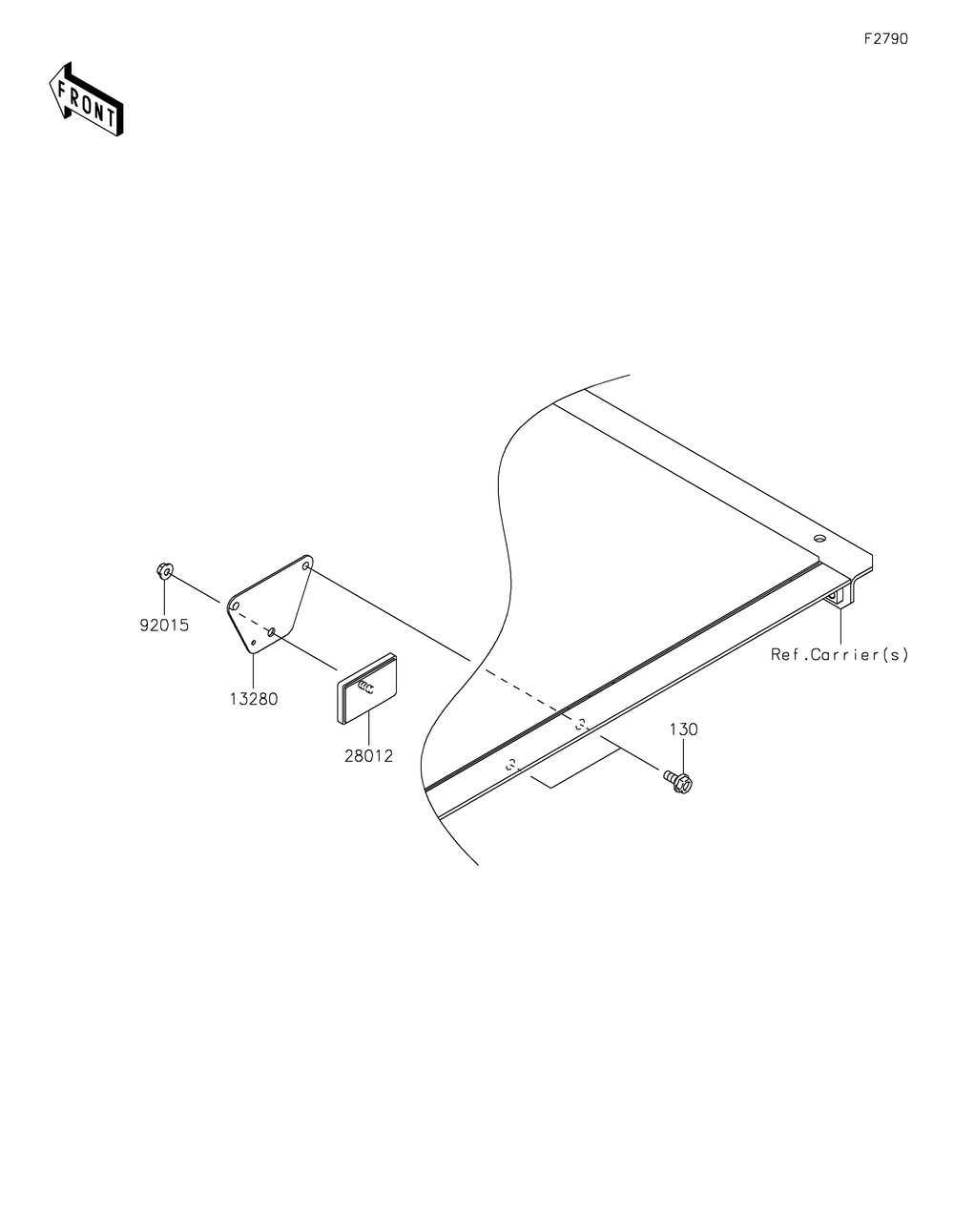 Reflectors Diagram and Parts List for KAF400YPFNN 2023 Kawasaki Lawn Tractor Accessories