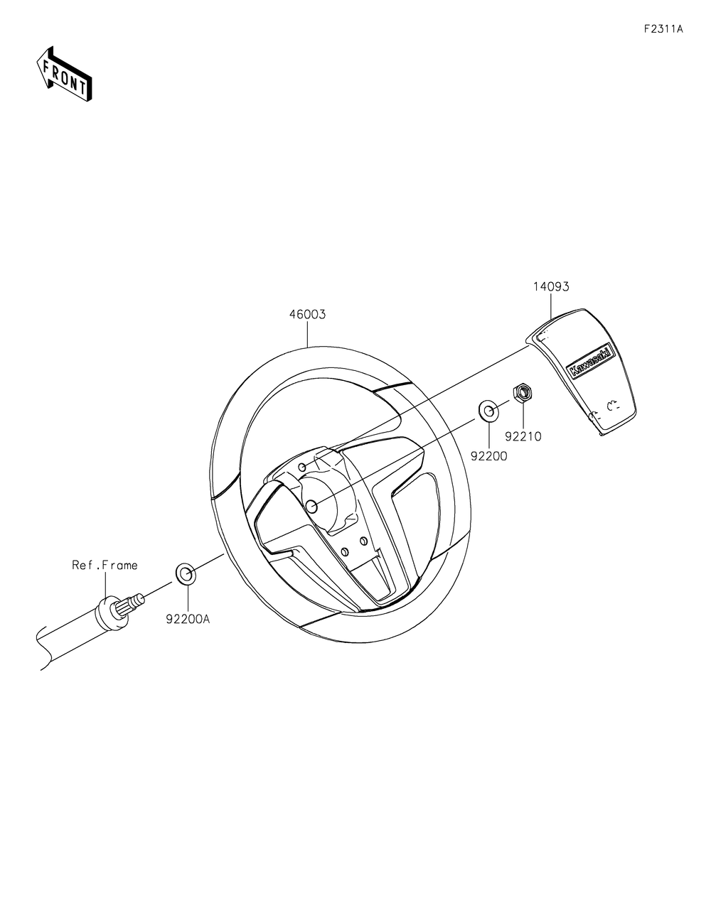 Steering Wheel Diagram and Parts List for KAF620PPFNN 2023 Kawasaki Lawn Tractor Accessories