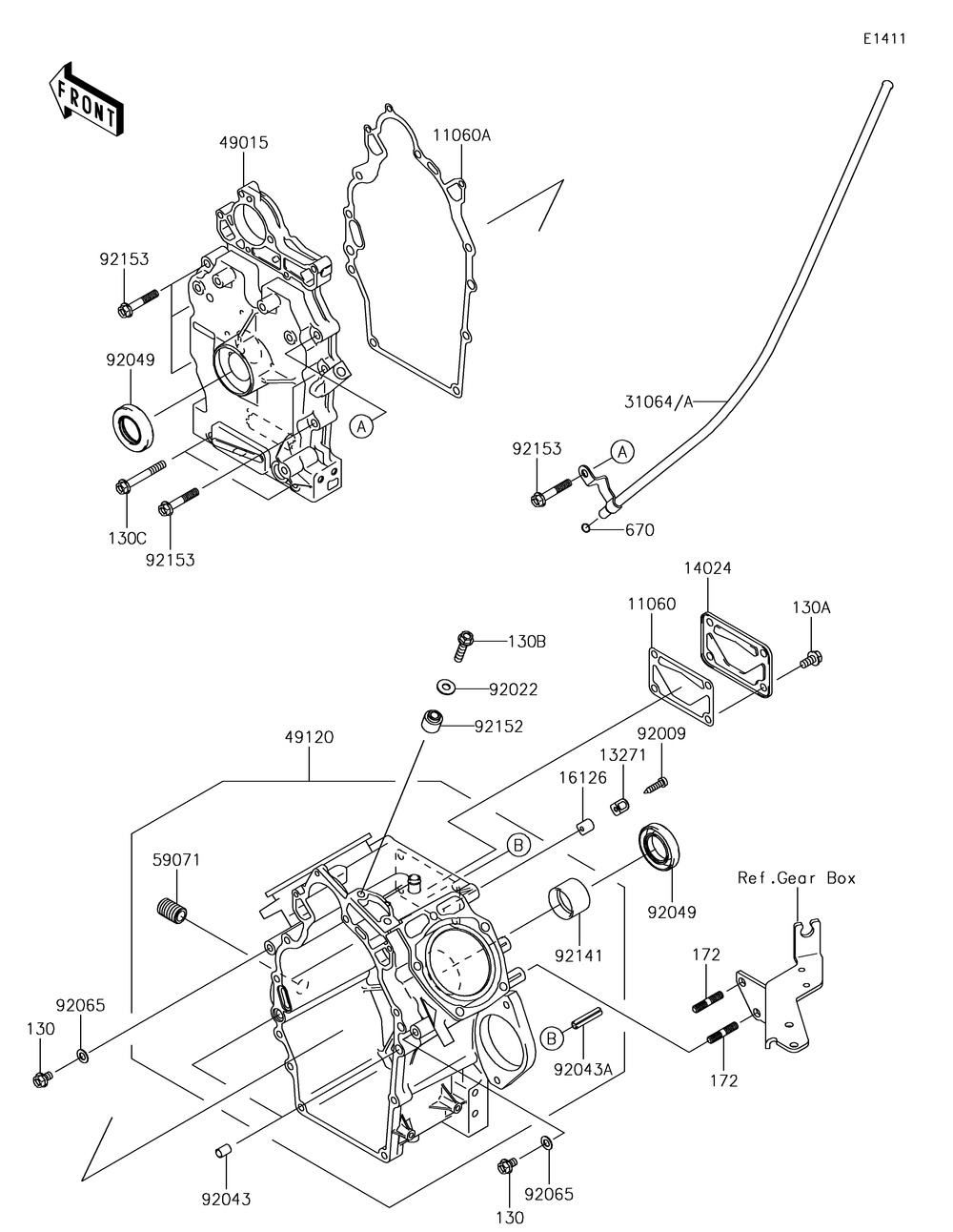 Crankcase Diagram and Parts List for KAF620RHF 2017 Kawasaki Lawn Tractor Accessories
