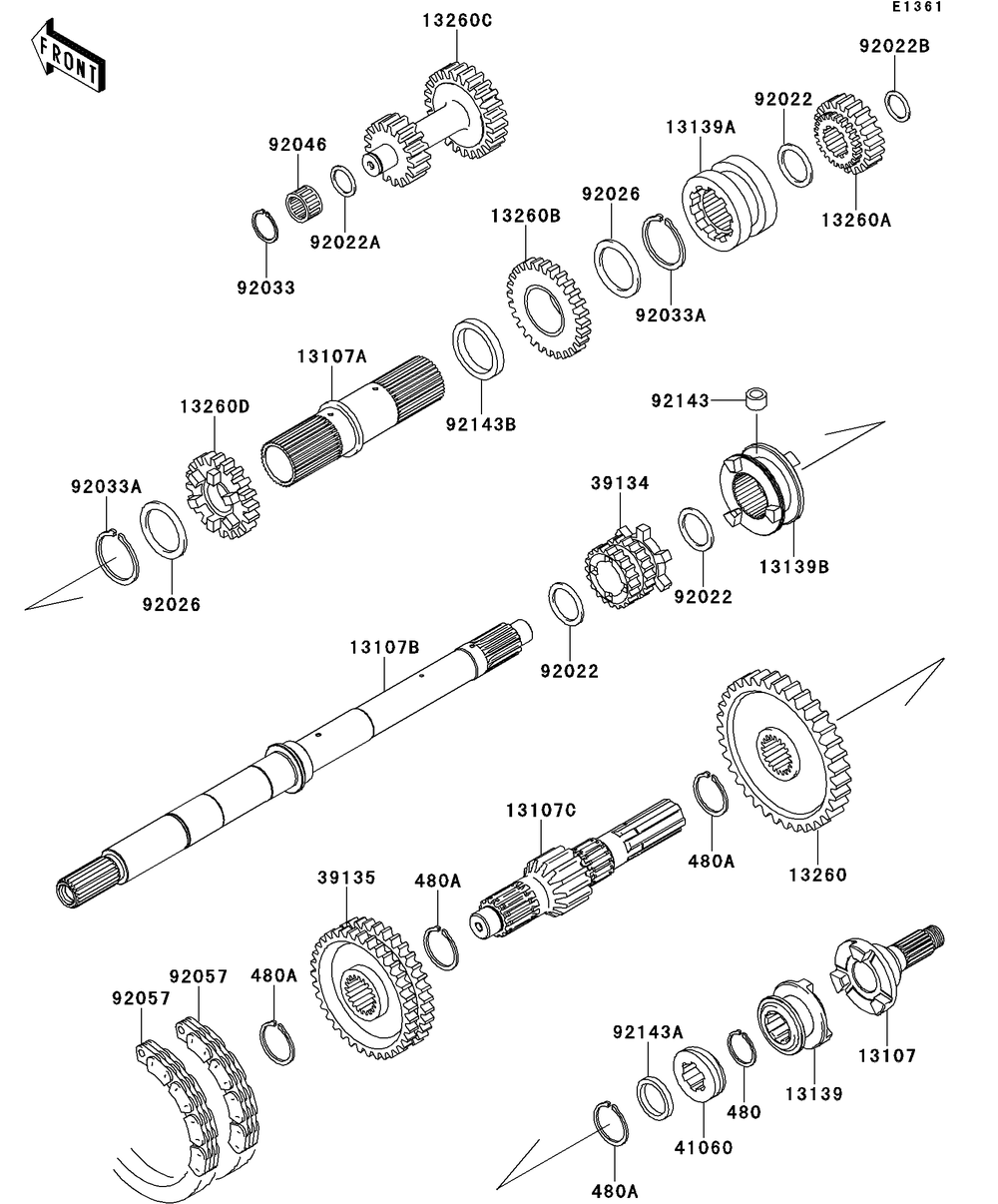 Transmission Diagram and Parts List for KAF950GDF 2013 Kawasaki Lawn Tractor Accessories