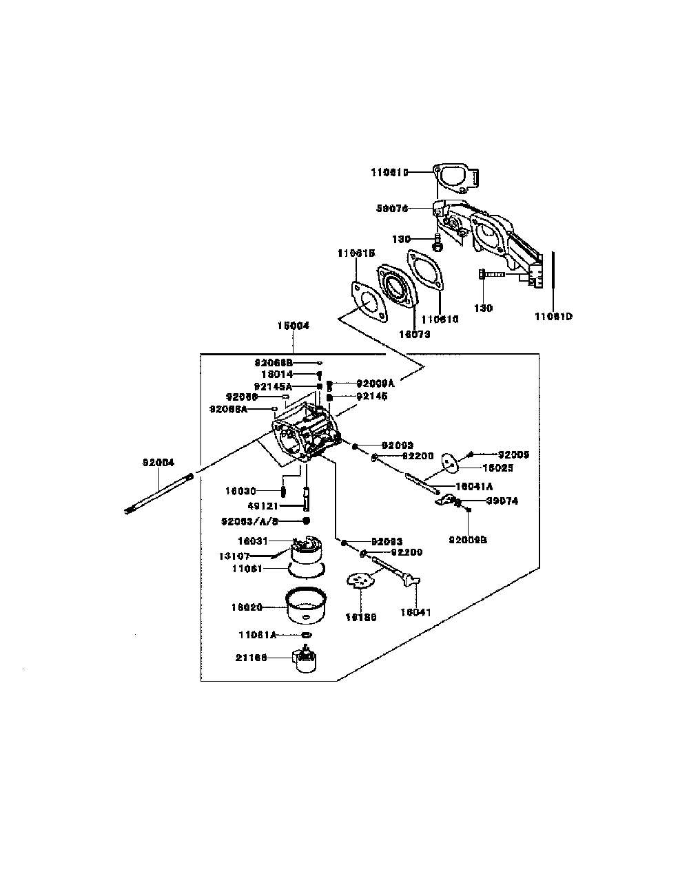 Carburetor Diagram and Parts List for FR651V-BS31  Kawasaki Engine