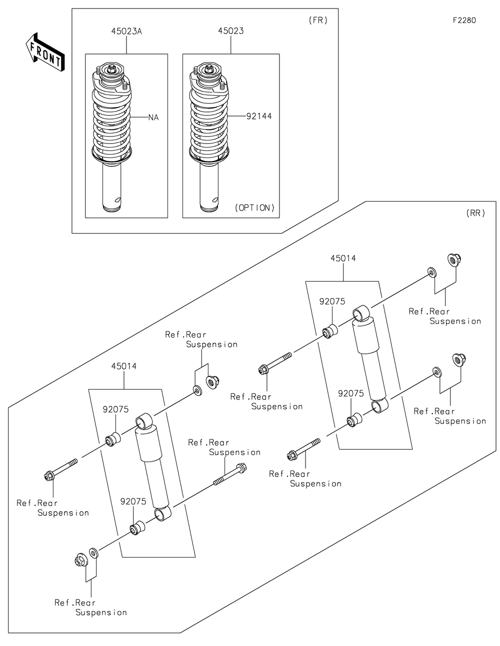 Shock Absorber Diagram and Parts List for KAF620MLF 2020 Kawasaki Lawn Tractor Accessories