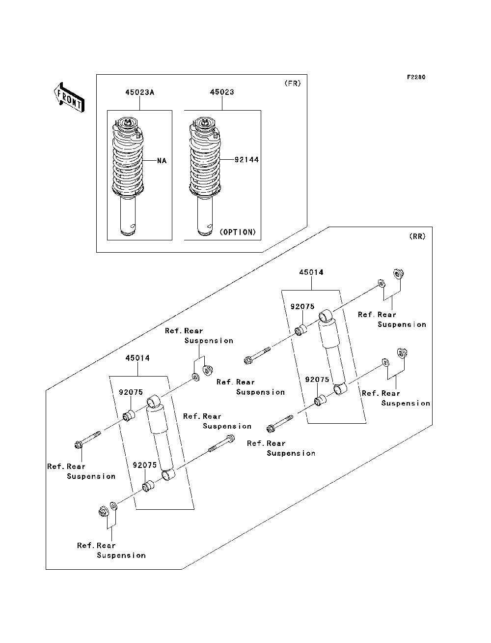 Shock Absorber Diagram and Parts List for KAF620MDF 2013 Kawasaki Lawn Tractor Accessories