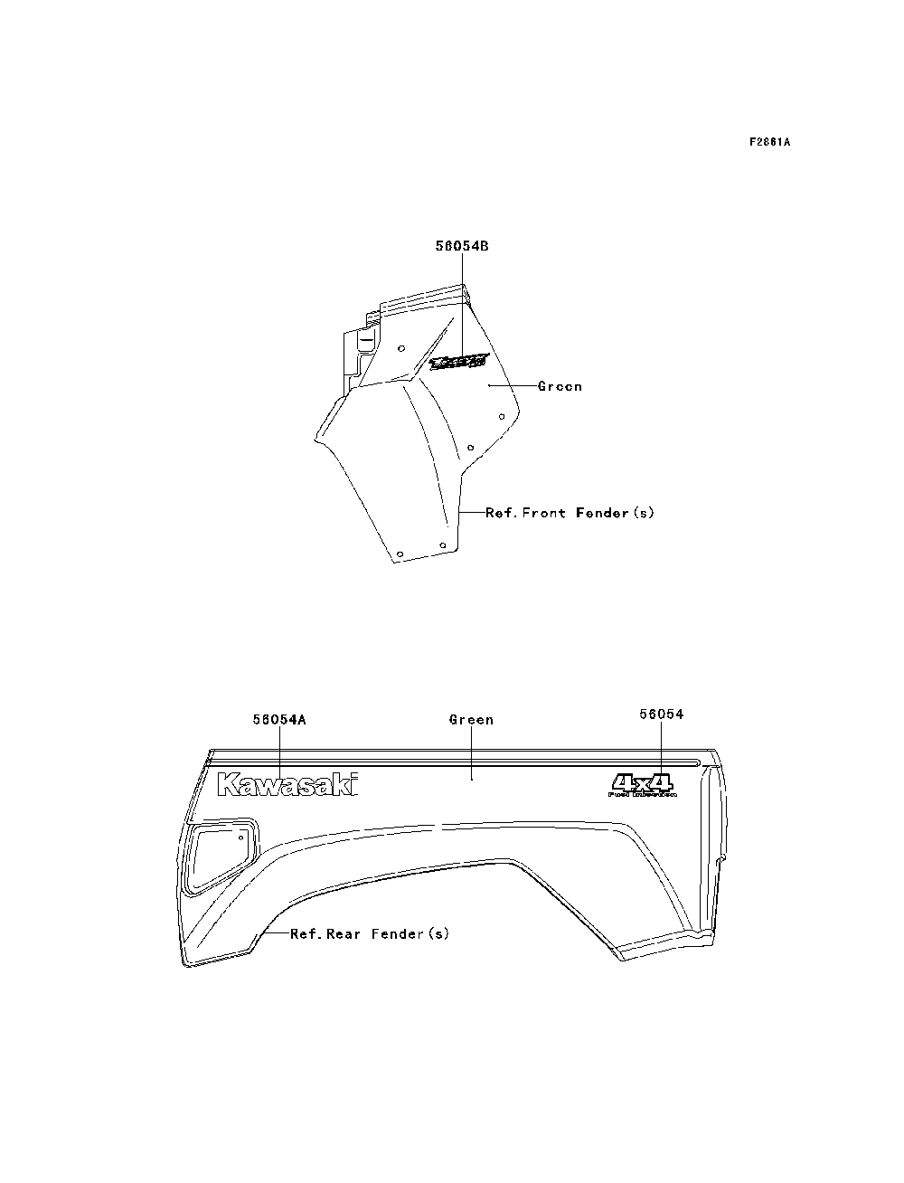 Decals(Green)(Vcs) Diagram and Parts List for KRF750VCS 2012 Kawasaki Lawn Tractor Accessories