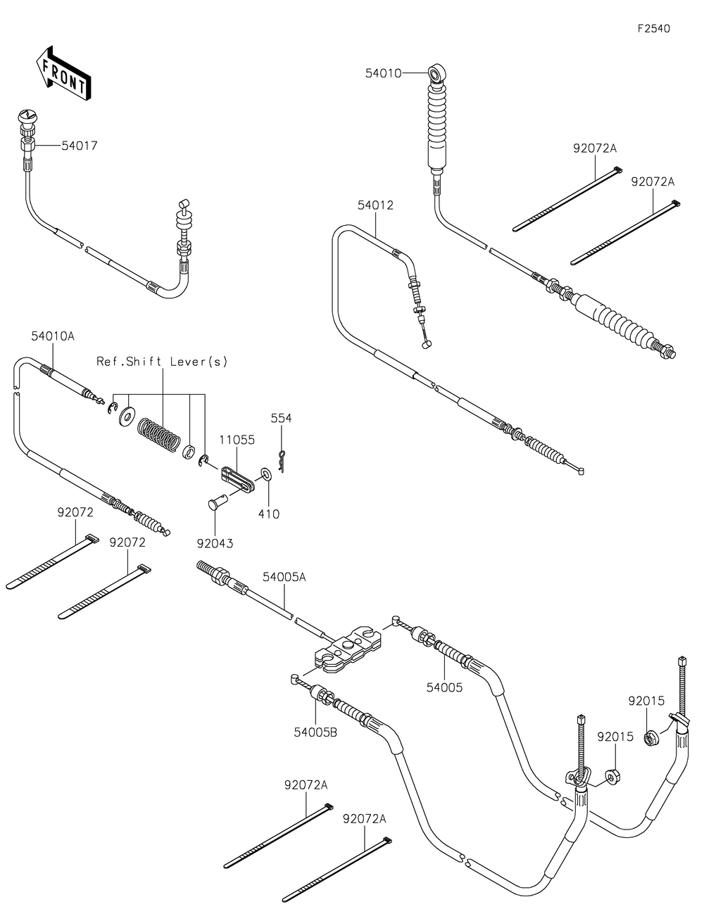 Cables Diagram and Parts List for KAF400JNFNN 2022 Kawasaki Lawn Tractor Accessories