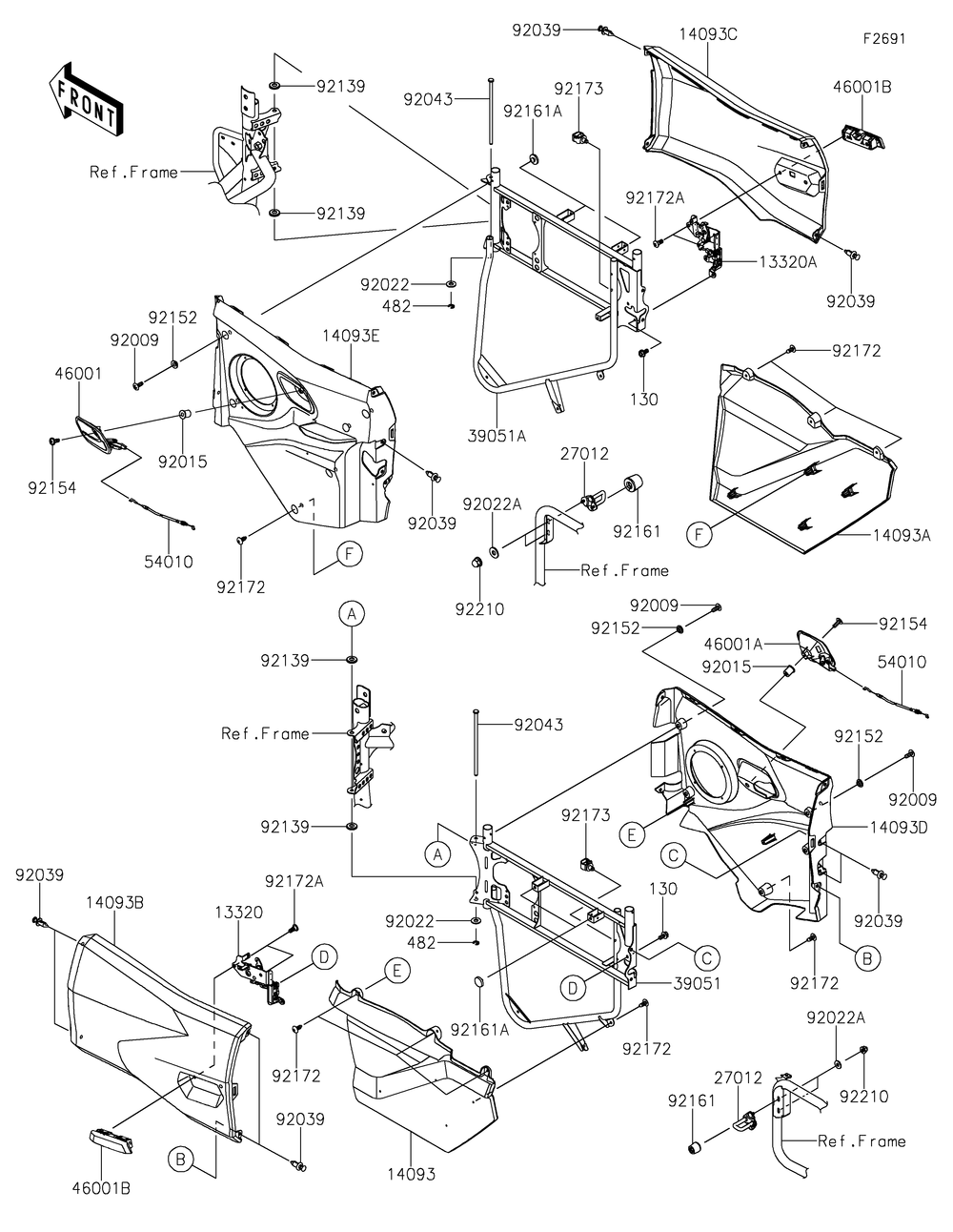 Rear Door Diagram and Parts List for KRT1000BPFNL 2023 Kawasaki Lawn Tractor Accessories