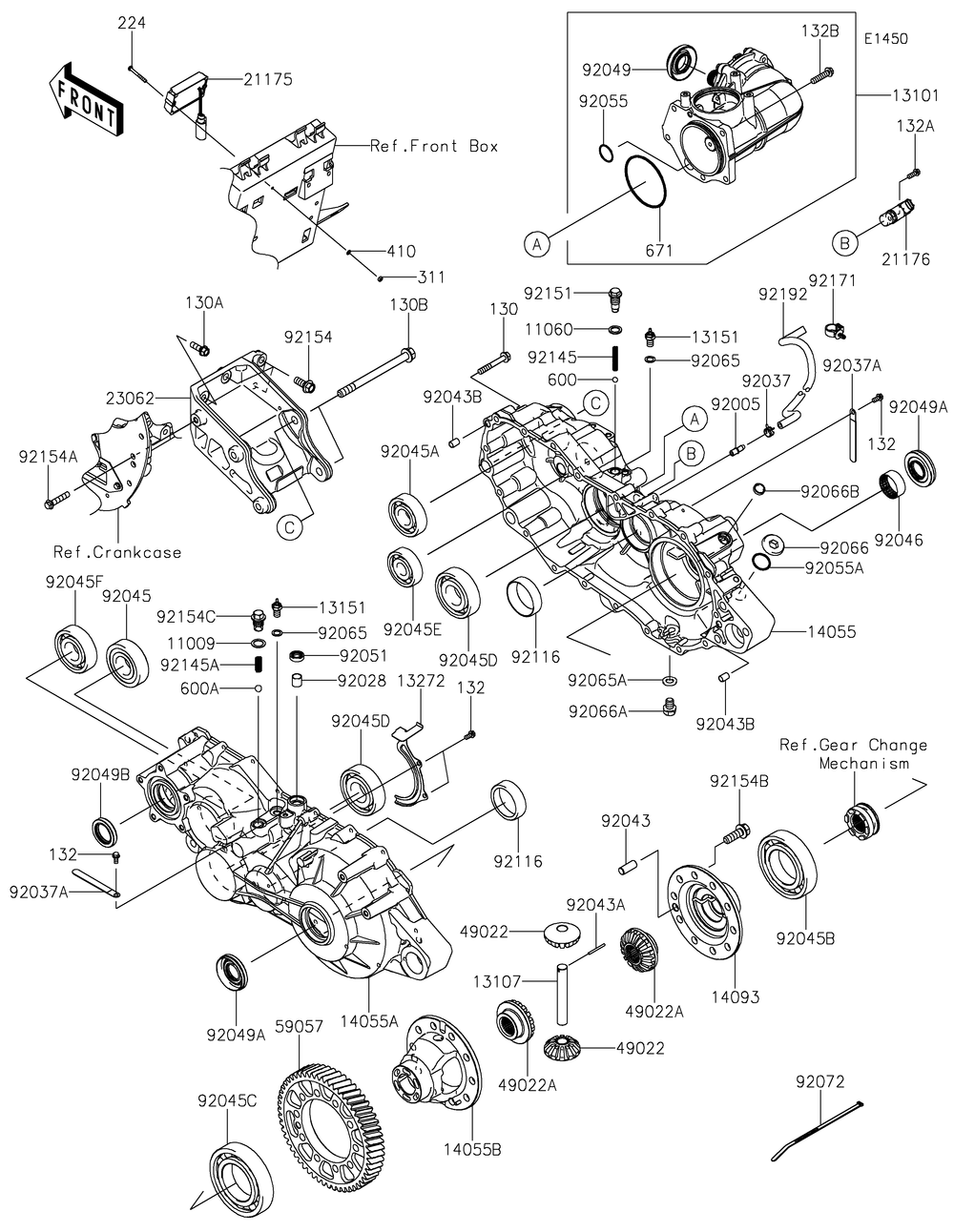 Gear Box Diagram and Parts List for KAF820FNFNN 2022 Kawasaki Lawn Tractor Accessories