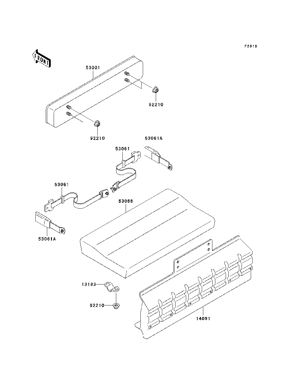 Seat Diagram and Parts List for KAF950B7F 2007 & Prior Kawasaki Lawn Tractor Accessories