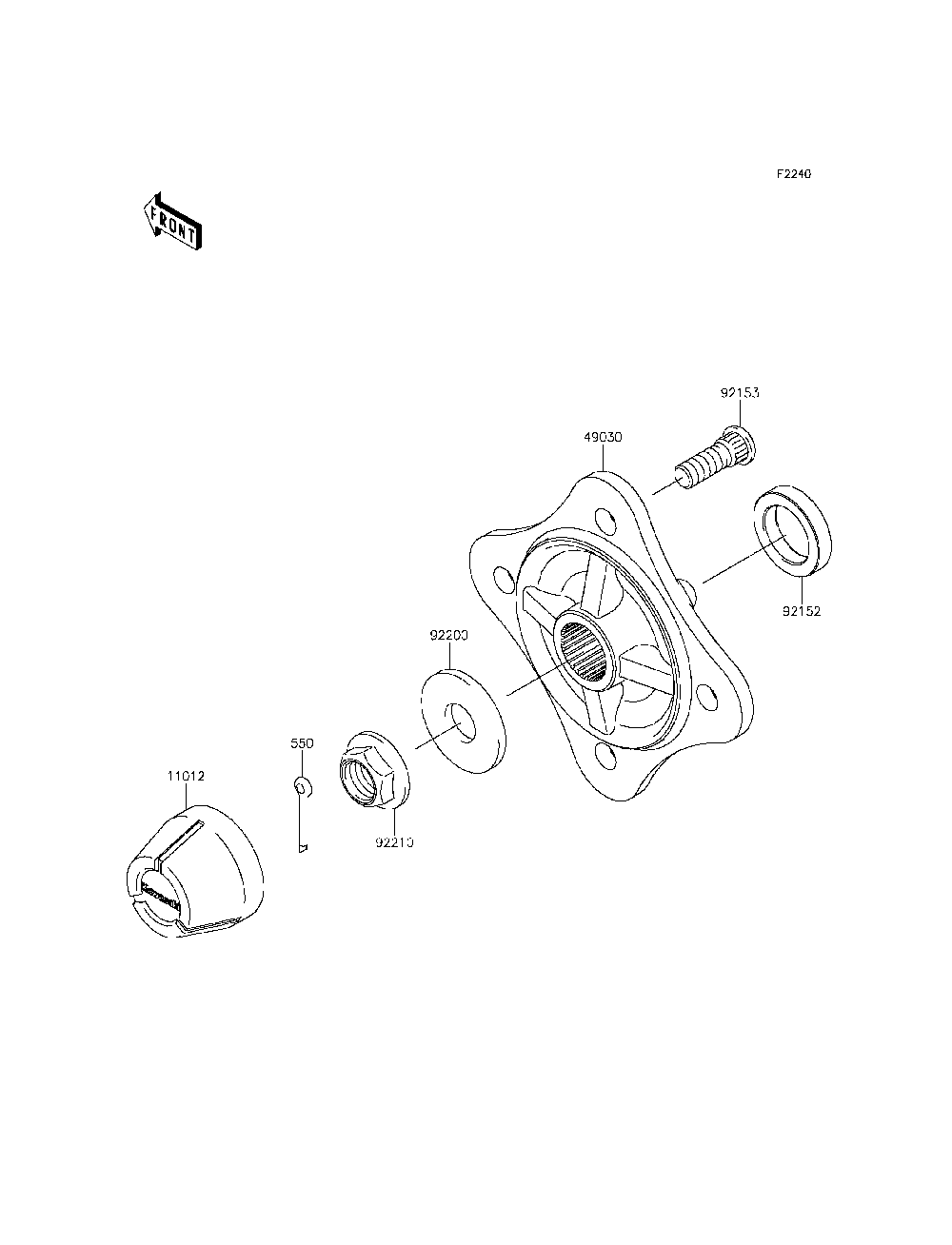 Rear Hubs/Brakes Diagram and Parts List for KRF800DFF 2015 Kawasaki Lawn Tractor Accessories