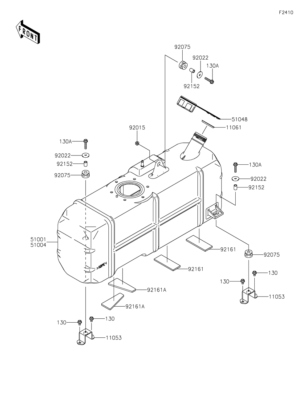 Fuel Tank Diagram and Parts List for KAF620SKF 2019 Kawasaki Lawn Tractor Accessories
