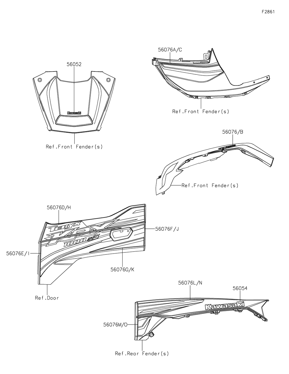 Decals Diagram and Parts List for KRF1000DMFNN 2021 Kawasaki Lawn Tractor Accessories