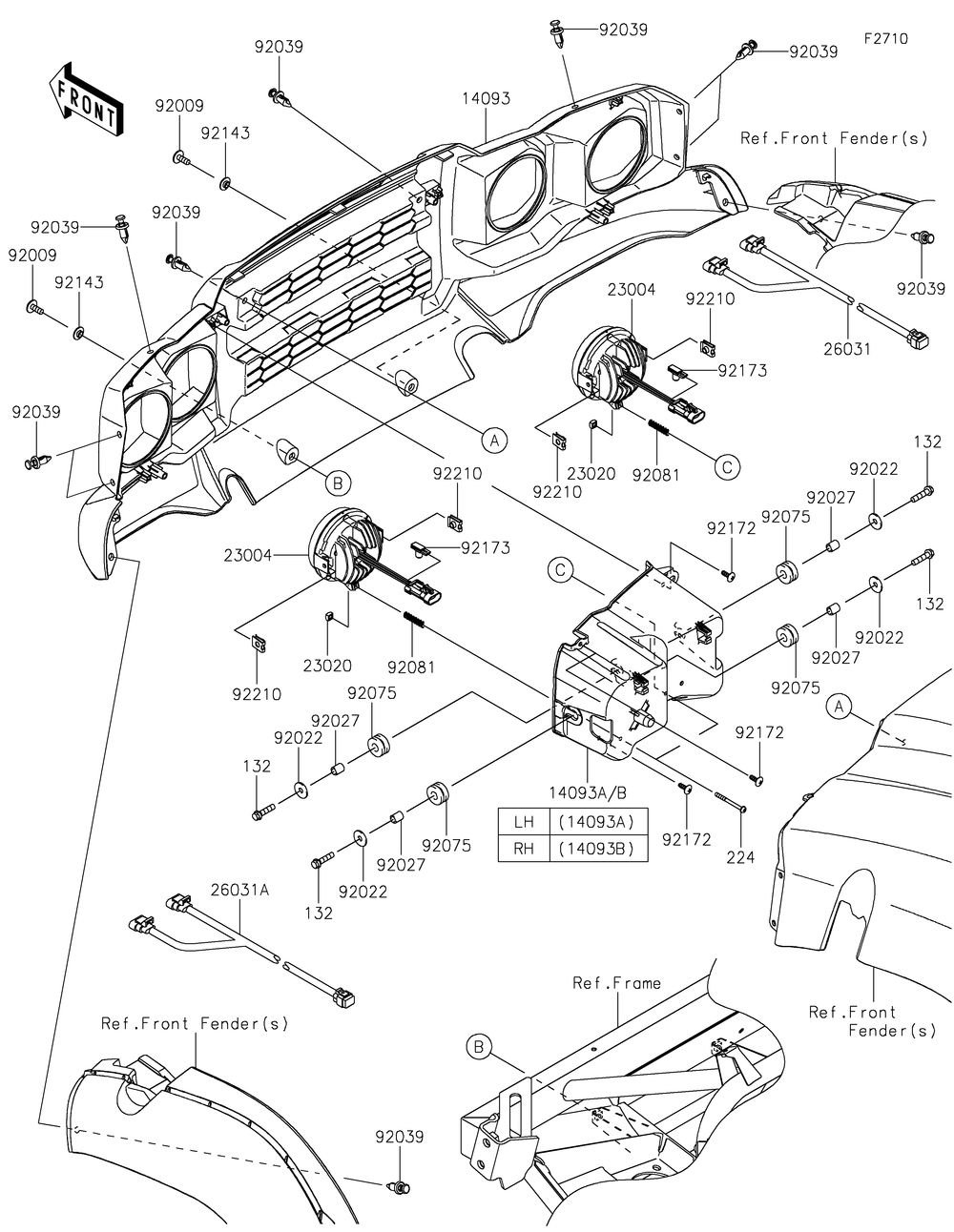 Headlight Diagram and Parts List for KAF400MHF 2017 Kawasaki Lawn Tractor Accessories