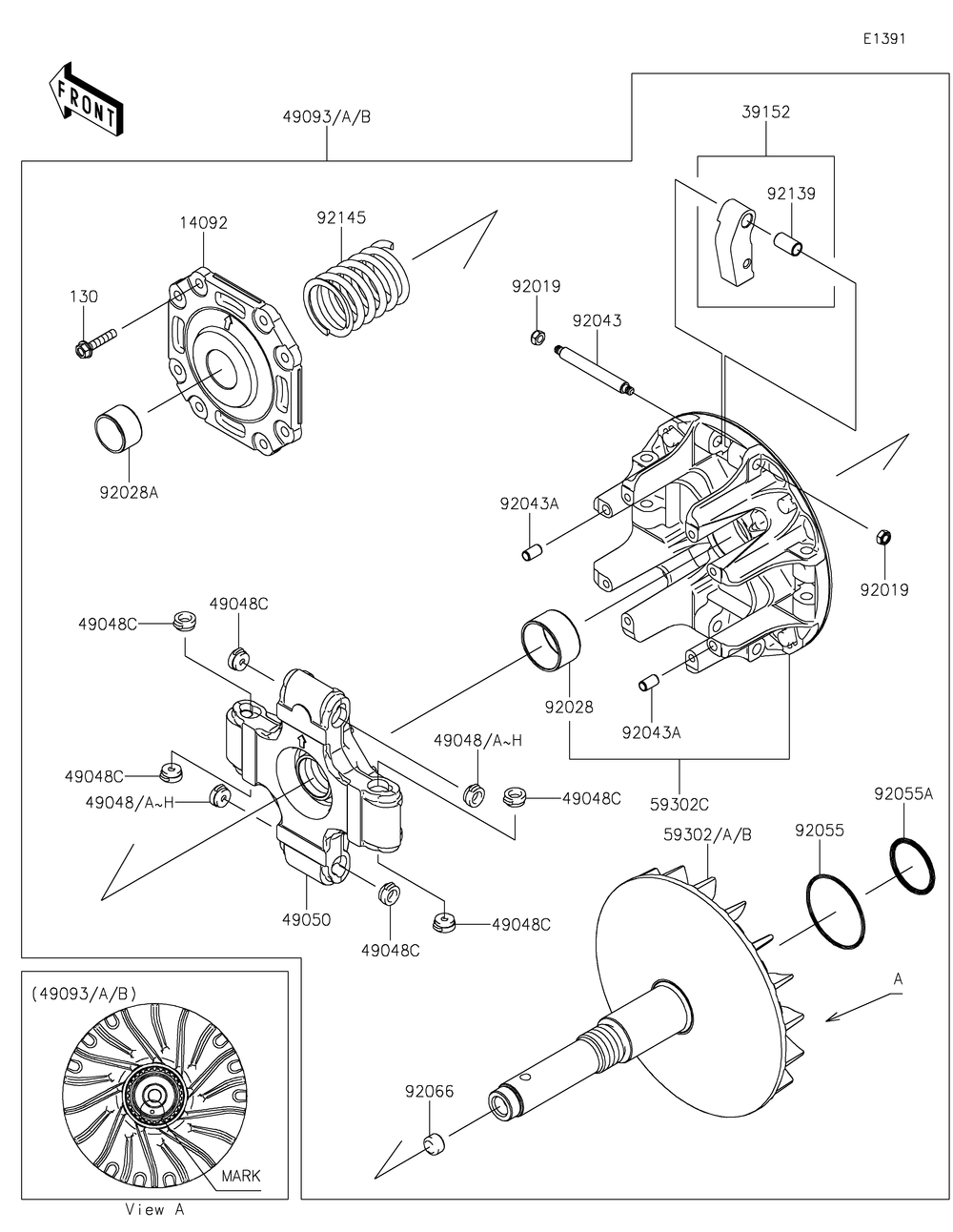 Drive Converter Diagram and Parts List for KAF820CMFNL 2021 Kawasaki Lawn Tractor Accessories