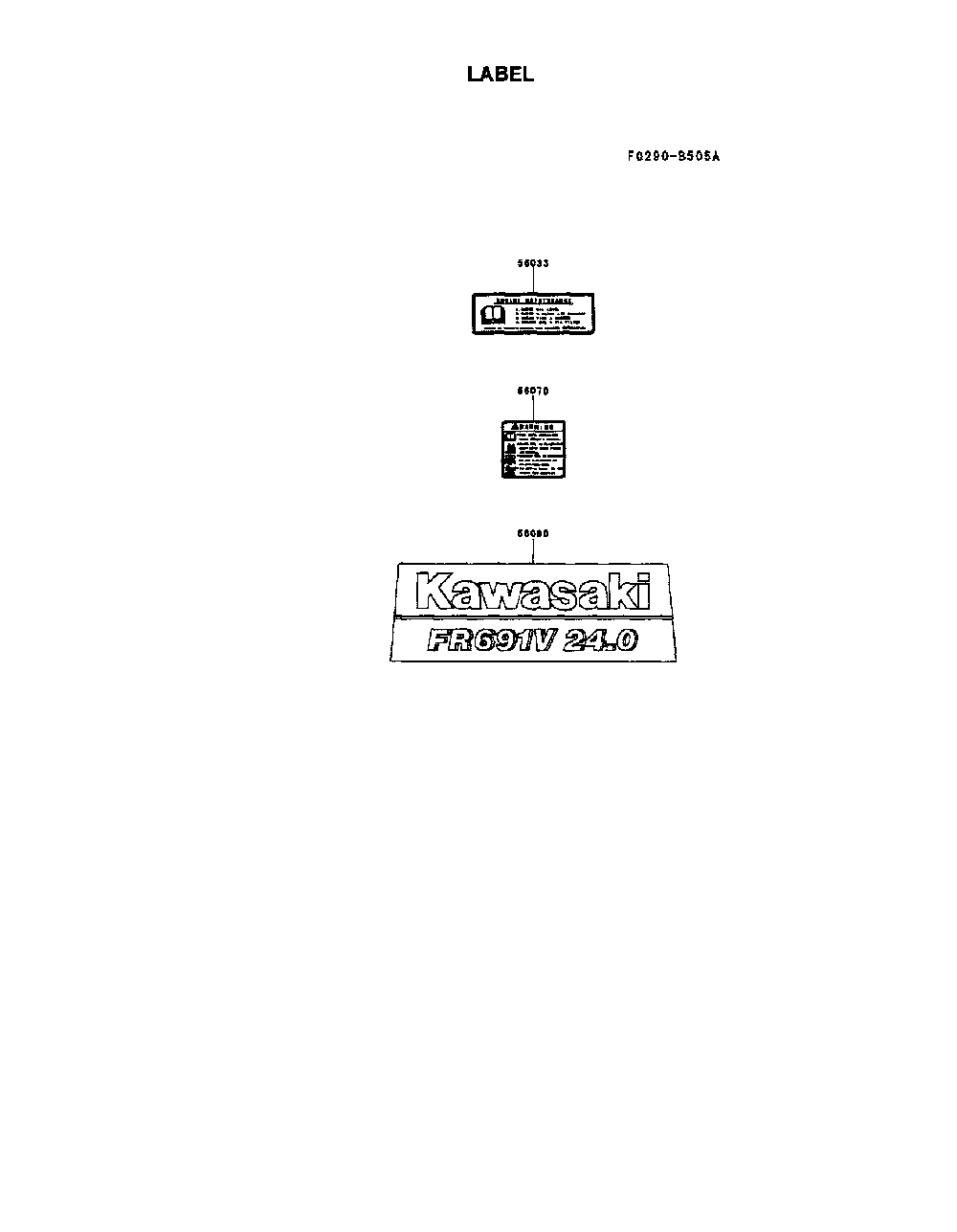 Label Diagram and Parts List for FR691V-AS06  Kawasaki Engine