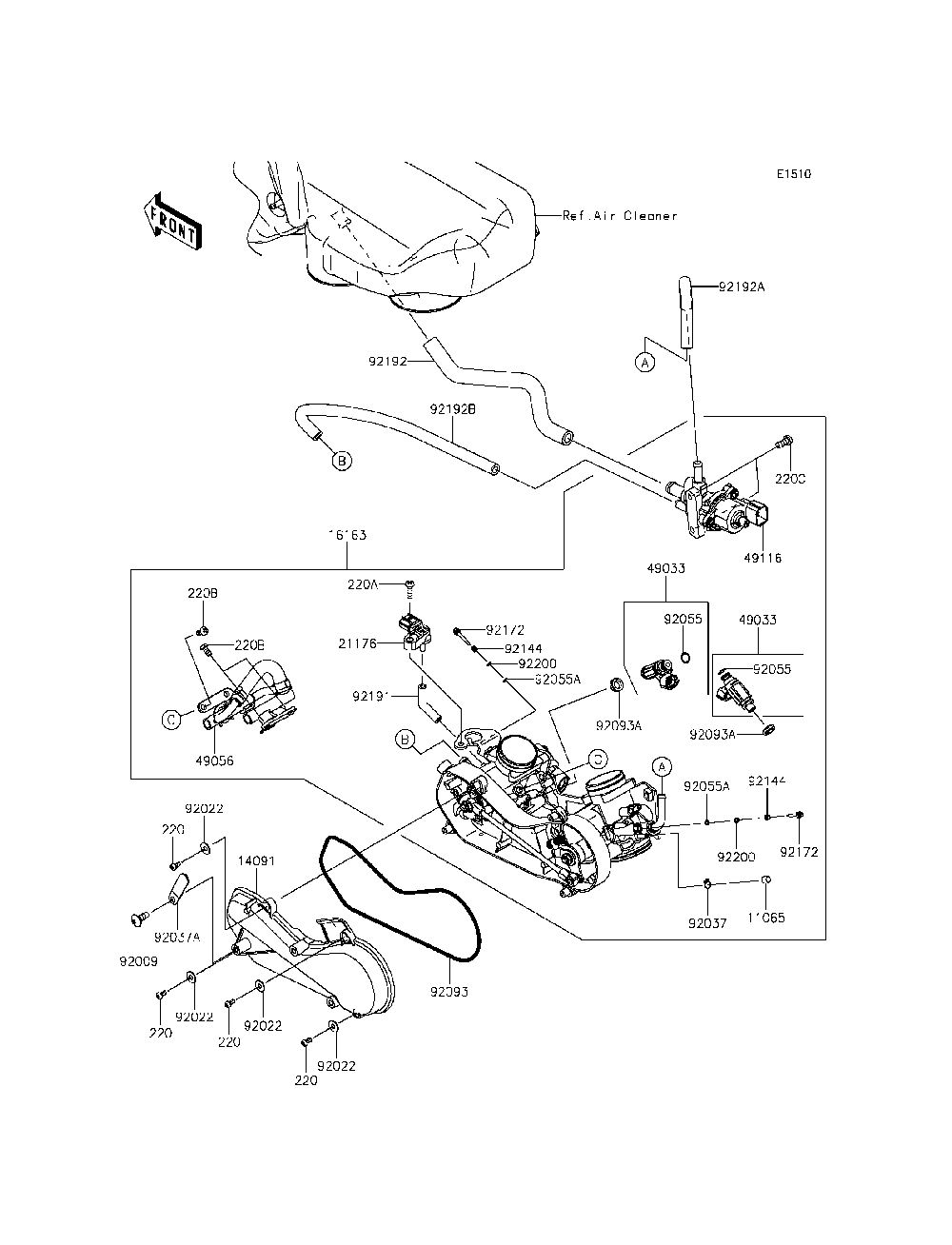 Throttle Diagram and Parts List for KRF800DFF 2015 Kawasaki Lawn Tractor Accessories