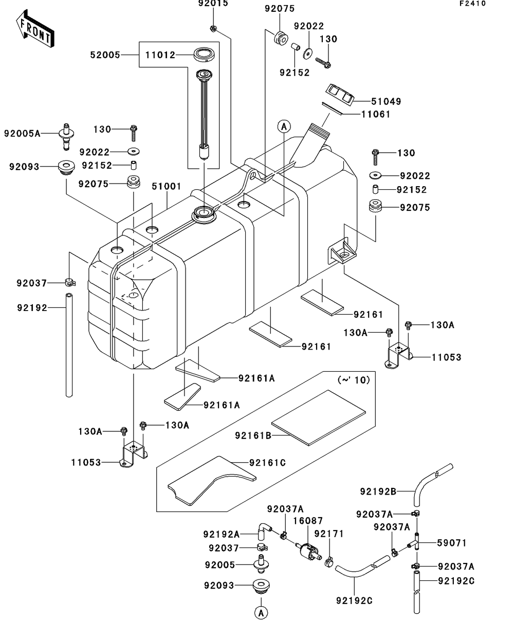Fuel Tank Diagram and Parts List for KAF950GCF 2012 Kawasaki Lawn Tractor Accessories