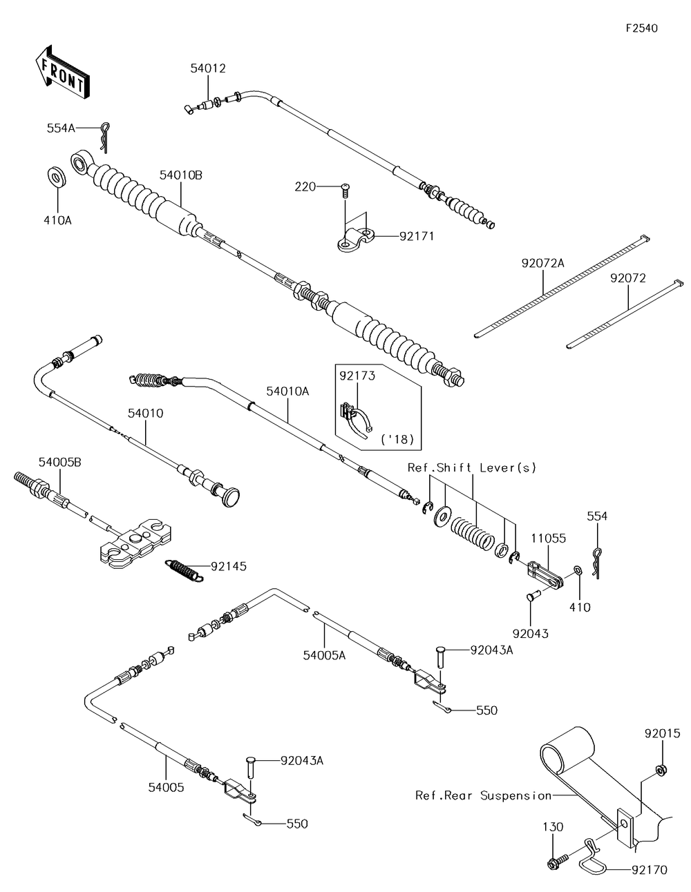 Cables Diagram and Parts List for KAF620PGF 2016 Kawasaki Lawn Tractor Accessories