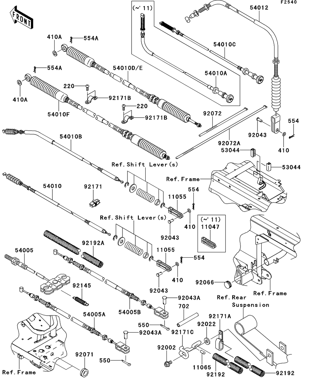 Cables Diagram and Parts List for KAF950GDF 2013 Kawasaki Lawn Tractor Accessories