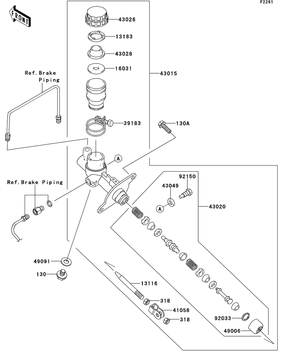Master Cylinder Diagram and Parts List for KRT750BCF 2012 Kawasaki Lawn Tractor Accessories