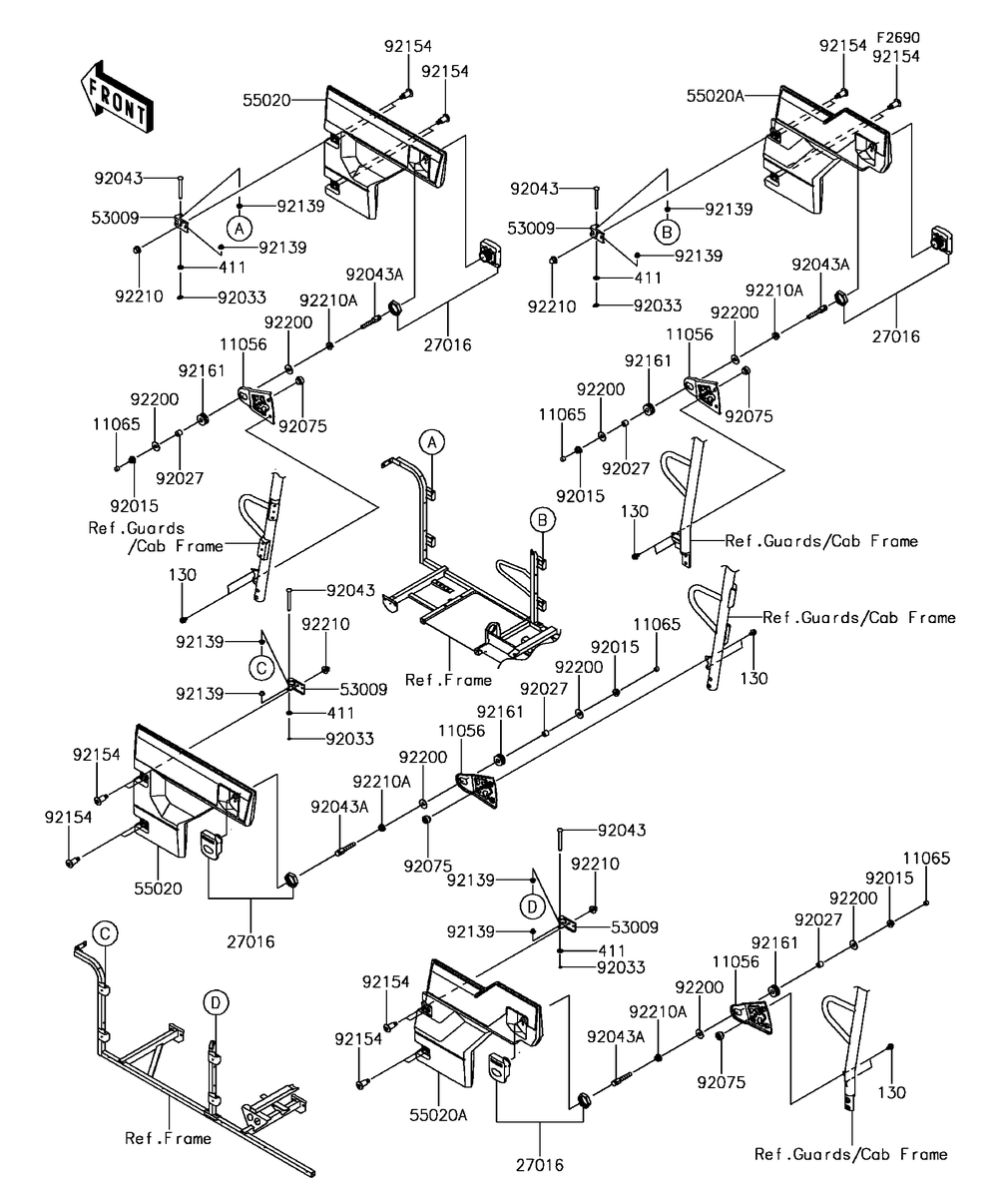 Door Diagram and Parts List for KAF820DGF 2016 Kawasaki Lawn Tractor Accessories