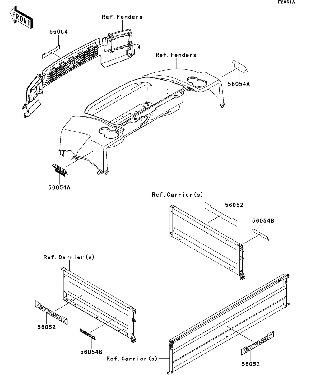 Decals(Gdf) Diagram and Parts List for KAF950GDF 2013 Kawasaki Lawn Tractor Accessories