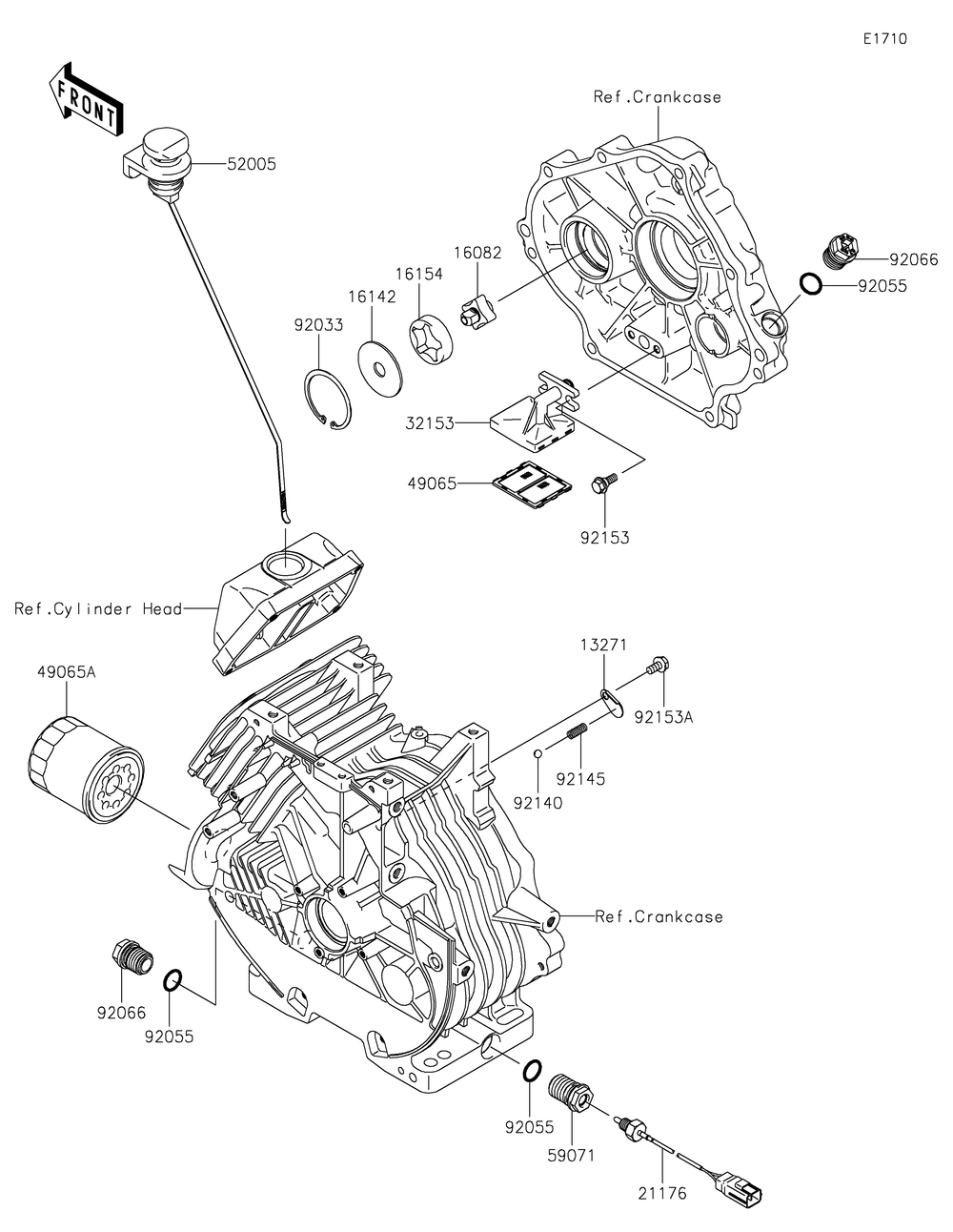 Oil Pump/Oil Filter Diagram and Parts List for KAF400HHF 2017 Kawasaki Lawn Tractor Accessories