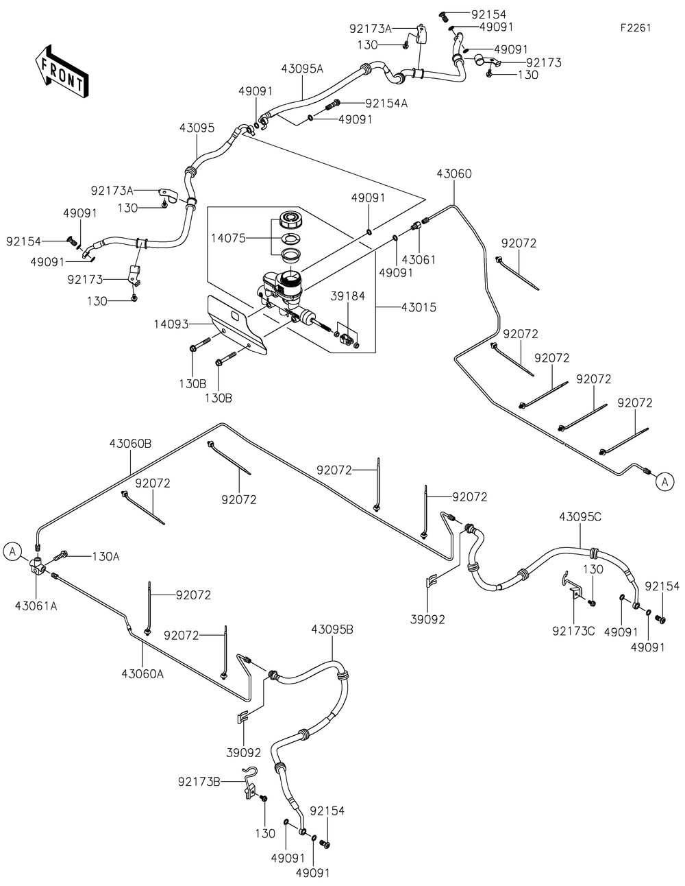 Master Cylinder Diagram and Parts List for KAF820BMFNL 2021 Kawasaki Lawn Tractor Accessories