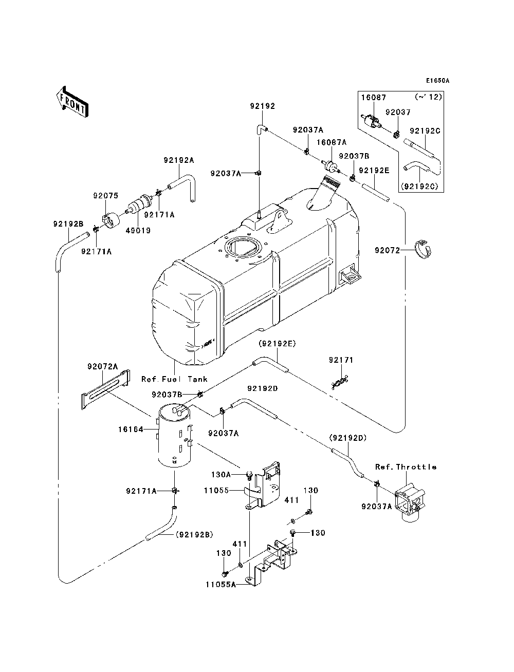 Fuel Evaporative System Diagram and Parts List for KAF620PDF 2013 Kawasaki Lawn Tractor Accessories