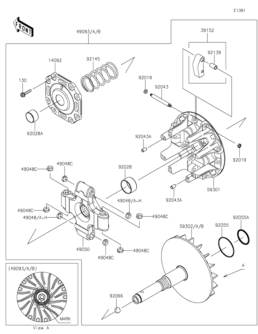 Drive Converter Diagram and Parts List for KAF1000CKF 2019 Kawasaki Lawn Tractor Accessories