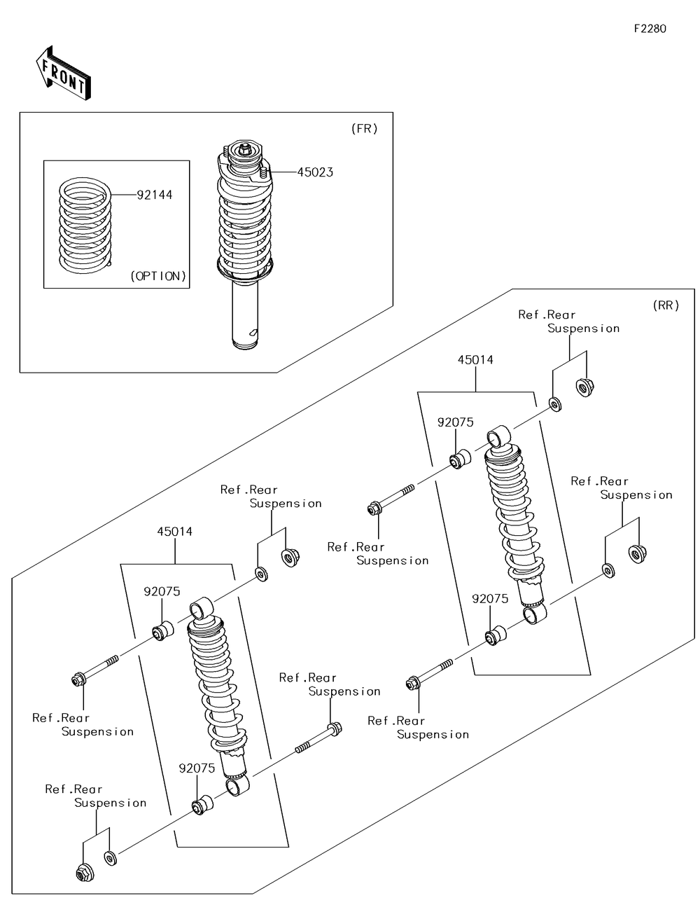 Shock Absorber Diagram and Parts List for KAF620VGF 2016 Kawasaki Lawn Tractor Accessories