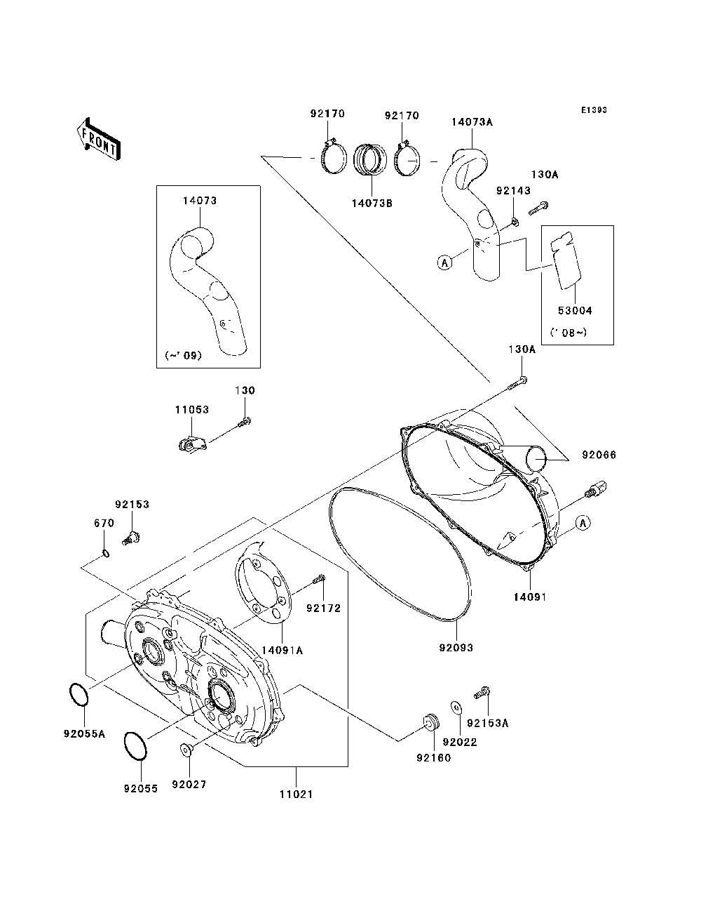 Converter Cover Diagram and Parts List for KAF400A7F 2007 & Prior Kawasaki Lawn Tractor Accessories
