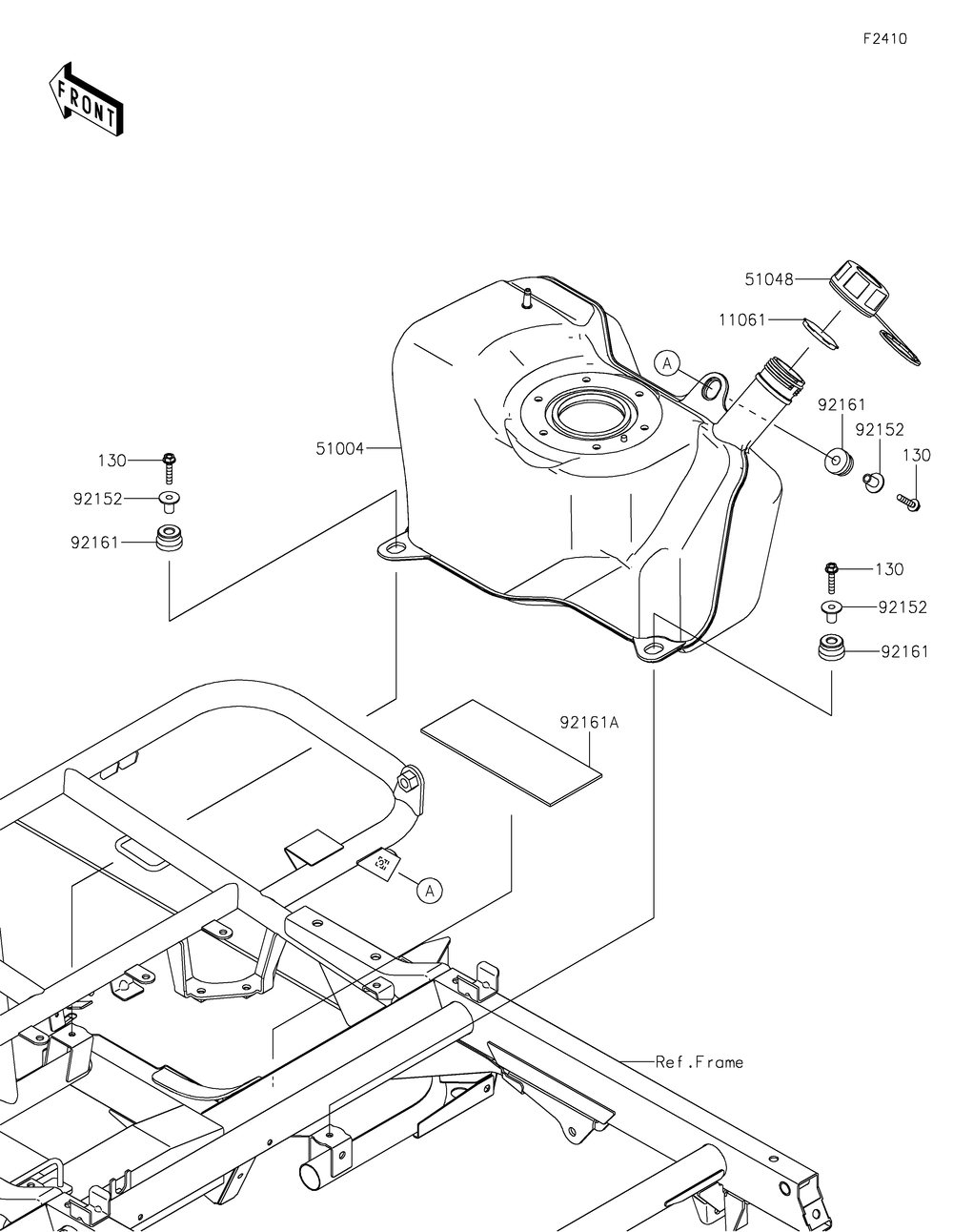 Fuel Tank Diagram and Parts List for KAF400TNFNN 2022 Kawasaki Lawn Tractor Accessories