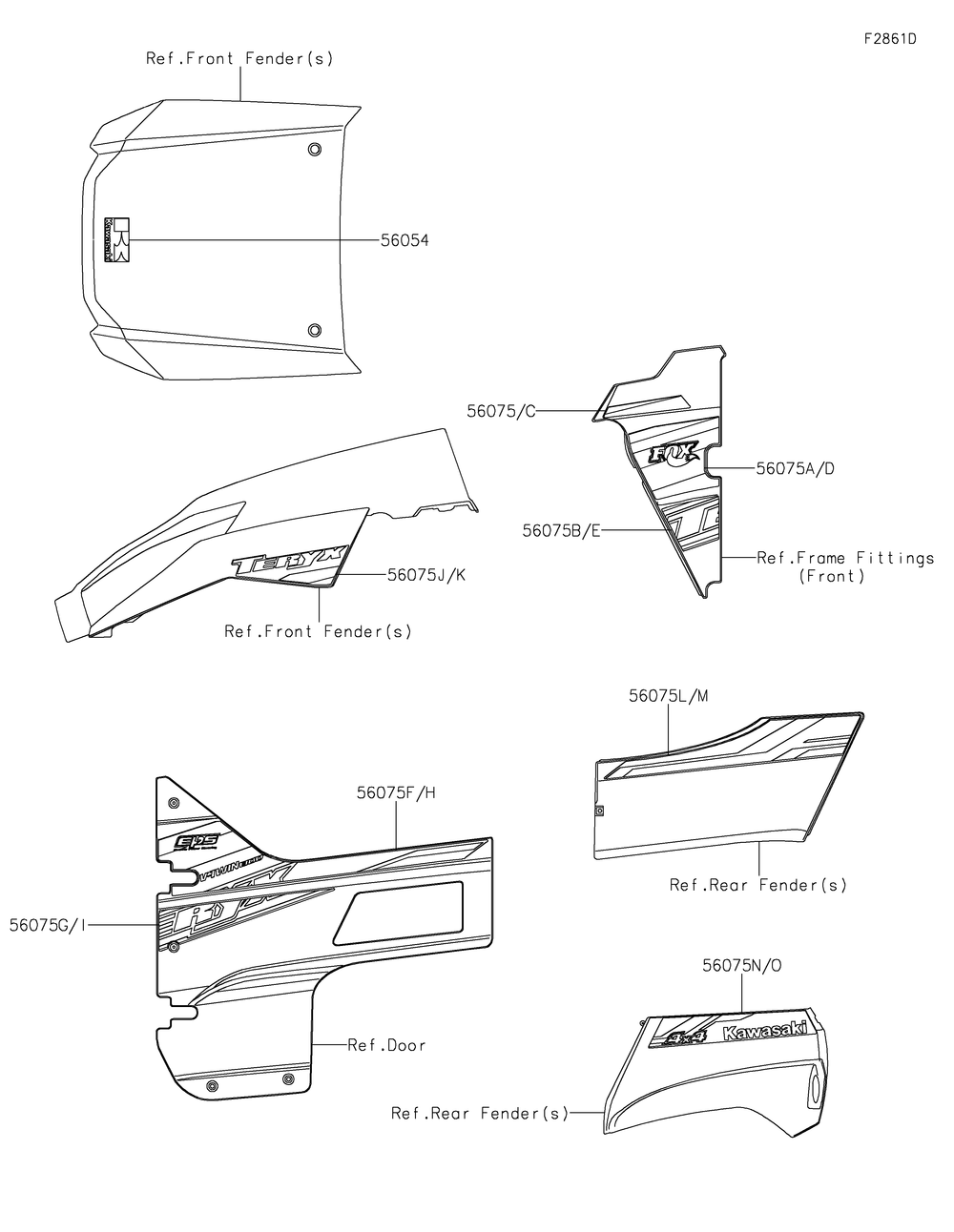 Decals(Black)(Flf) Diagram and Parts List for KRF800FLF 2020 Kawasaki Lawn Tractor Accessories