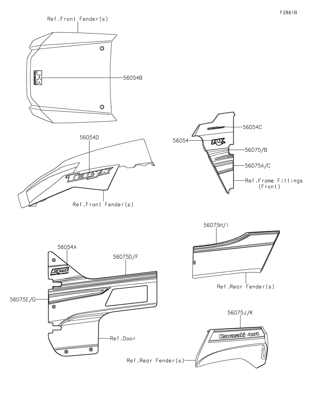 Decals(White)(Fjf) Diagram and Parts List for KRF800FJF 2018 Kawasaki Lawn Tractor Accessories