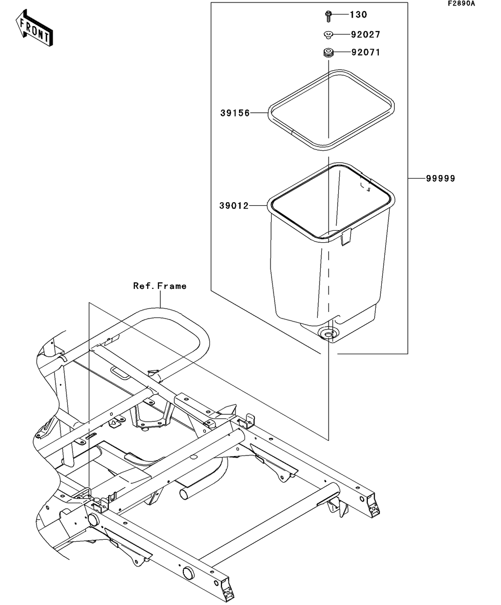 Optional Parts(Frame) Diagram and Parts List for KAF400AFF 2015 Kawasaki Lawn Tractor Accessories